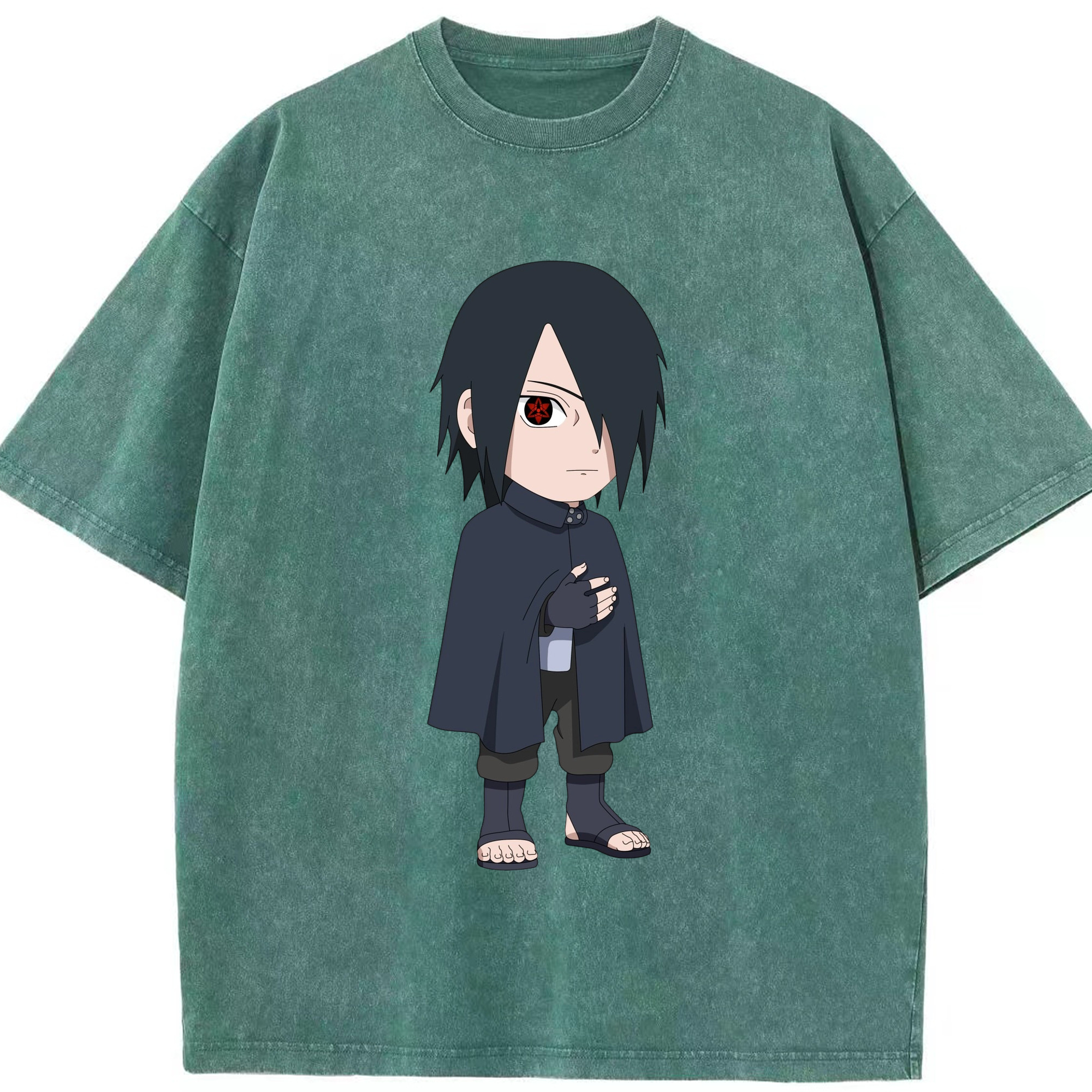 （画像用） NARUTO -ナルト- うちは サスケ Uchiha Sasuke 綿100% ヴィンテージ風 半袖Tシャツ（フロントプリント）